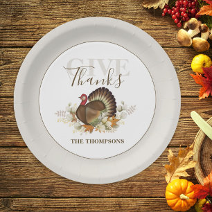 Thanksgiving Rustic Autumn Turkey Paper Plate