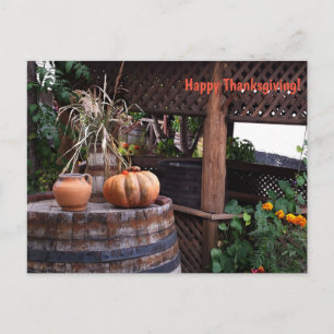 Thanksgiving rustic pumpink Holiday Postcard
