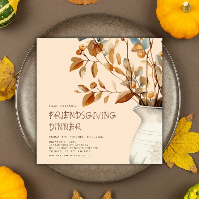 Thanksgiving Rustic Watercolor Fall Friendsgiving Invitation (Thanksgiving Rustic Watercolor Fall Friendsgiving Invitation)