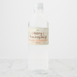 Thanksgiving, Rustic Wreath Water Bottle Label