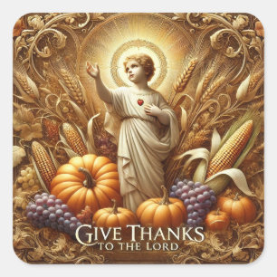 Thanksgiving Sacred Heart of Jesus Religious  Square Sticker