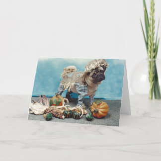 Thanksgiving Scarecrow Pug Card