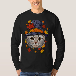 Thanksgiving Scottish Fold Pilgrim Costume Fall Au T-Shirt