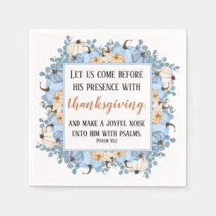 Thanksgiving Scripture Blue Pumpkin Frame Napkin