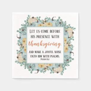 Thanksgiving Scripture Watercolor Pumpkin Frame Napkin