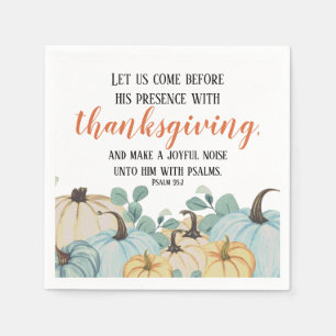 Thanksgiving Scripture Watercolor Pumpkin Patch Napkin
