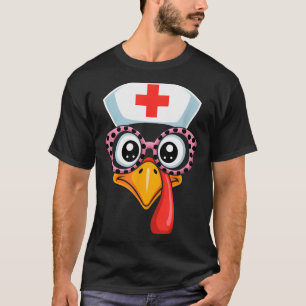 Thanksgiving Scrub Funny Turkey Face Nurse Holiday T-Shirt