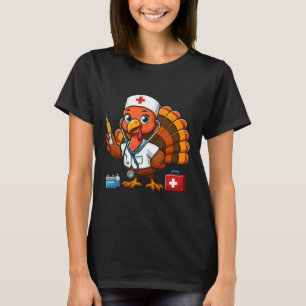 Thanksgiving Scrub Tops Women Girls Turkey Nurse F