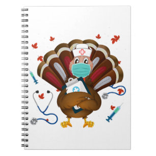 Thanksgiving Scrub Tops Women Turkey Nurse Holida Notebook