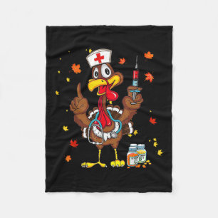 Thanksgiving Scrub Tops Women Turkey Nurse Holiday Fleece Blanket
