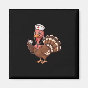 Thanksgiving Scrub Tops Women Turkey Nurse Holiday Magnet