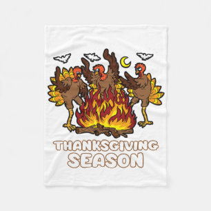 Thanksgiving Season Funny Turkey Dancing Fall Autu Fleece Blanket