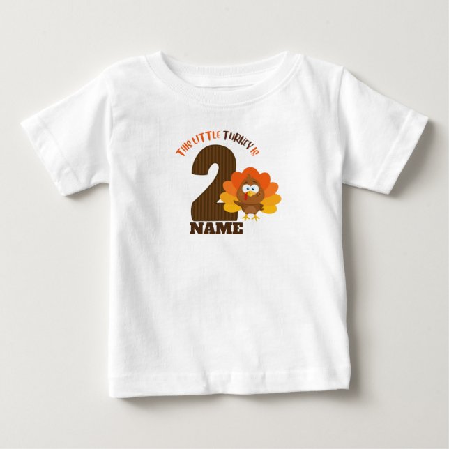 thanksgiving second birthday shirt little turkey (Front)