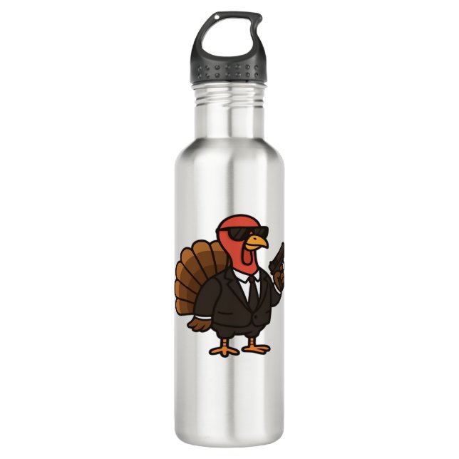 Thanksgiving Secret Agent Turkey Classic T-Shirt 710 Ml Water Bottle (Front)