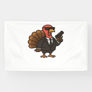 Thanksgiving Secret Agent Turkey Classic T-Shirt Banner