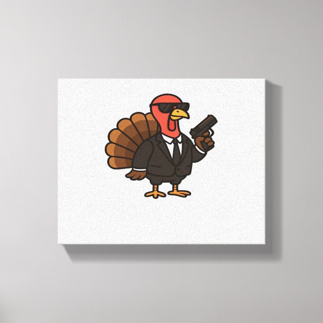 Thanksgiving Secret Agent Turkey Classic T-Shirt Canvas Print (Front)