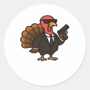 Thanksgiving Secret Agent Turkey Classic T-Shirt Classic Round Sticker
