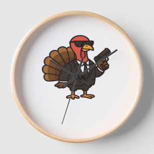 Thanksgiving Secret Agent Turkey Classic T-Shirt Clock