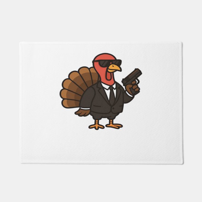Thanksgiving Secret Agent Turkey Classic T-Shirt Doormat (Front)