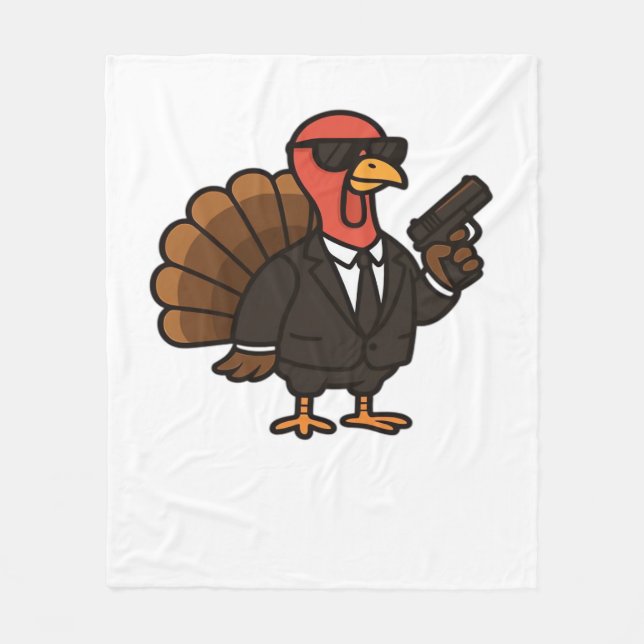 Thanksgiving Secret Agent Turkey Classic T-Shirt Fleece Blanket (Front)
