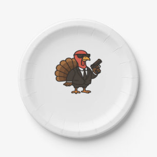 Thanksgiving Secret Agent Turkey Classic T-Shirt Paper Plate