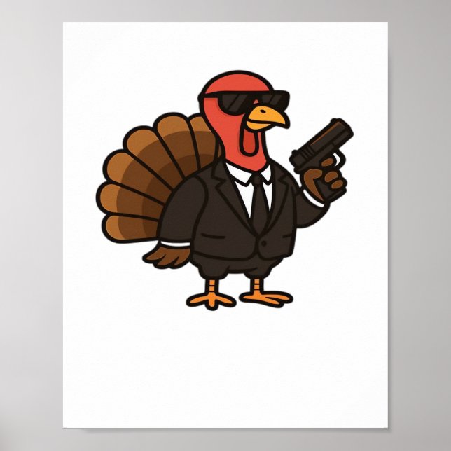 Thanksgiving Secret Agent Turkey Classic T-Shirt Poster (Front)