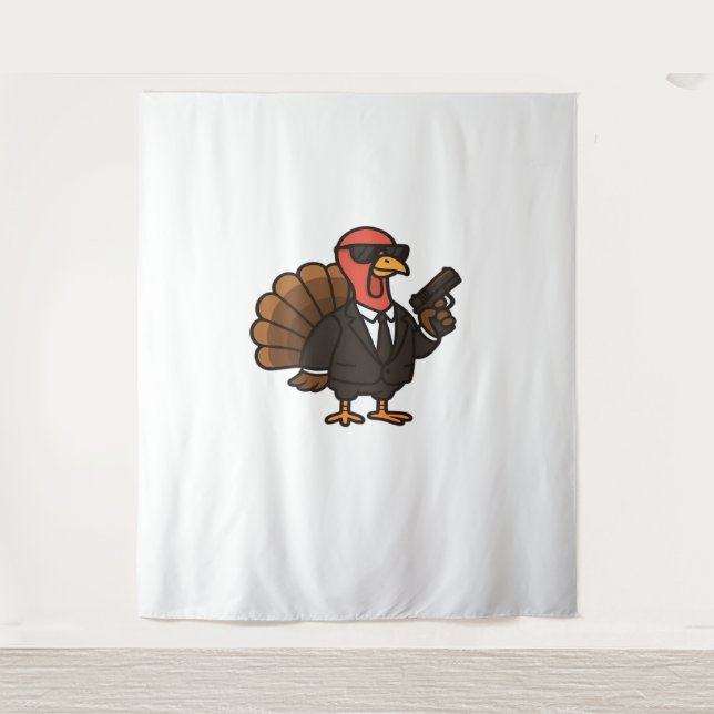 Thanksgiving Secret Agent Turkey Classic T-Shirt Tapestry (Front)