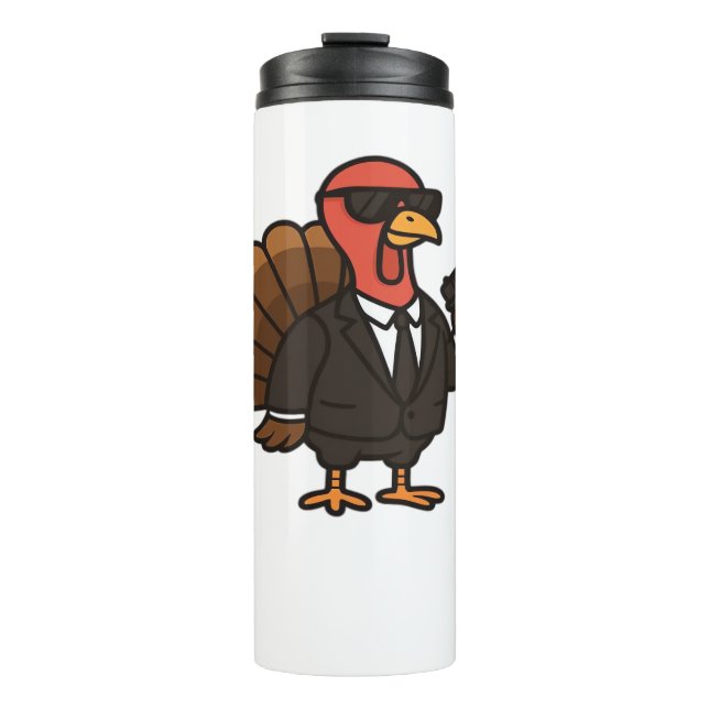 Thanksgiving Secret Agent Turkey Classic T-Shirt Thermal Tumbler (Front)