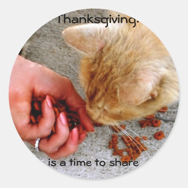 Thanksgiving Sharing with Animals Classic Round Sticker (Front)