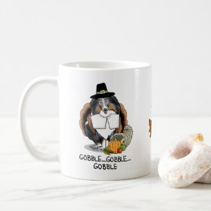 Thanksgiving Shetland Sheepdog (blue merle) Funny Coffee Mug