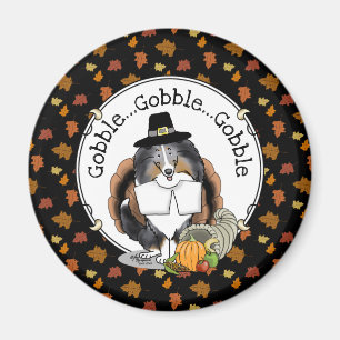 Thanksgiving Shetland Sheepdog (blue merle) Funny Magnet
