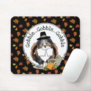 Thanksgiving Shetland Sheepdog (blue merle) Funny Mouse Mat