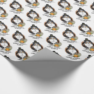 Thanksgiving Shetland Sheepdog (blue merle) Funny Wrapping Paper