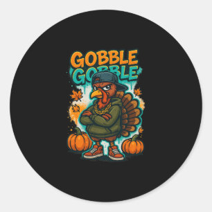 Thanksgiving Shirt For Boys Kids Youth Hip Hop Tur Classic Round Sticker