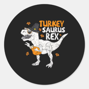 Thanksgiving Shirt Toddler Boys Kids Turkeysaurus Classic Round Sticker