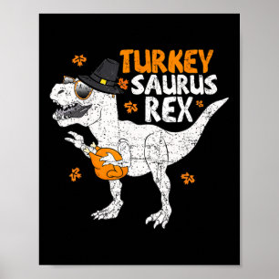 Thanksgiving Shirt Toddler Boys Kids Turkeysaurus Poster