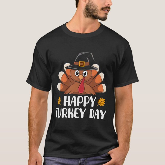 Thanksgiving Shirts For Kids Boys Toddler Happy Tu (Front)