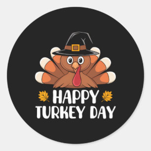 Thanksgiving Shirts For Kids Boys Toddler Happy Tu Classic Round Sticker