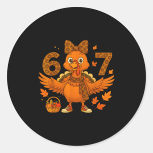 Thanksgiving Shirts For Women 6 7 Shirt Meme Leopa Classic Round Sticker