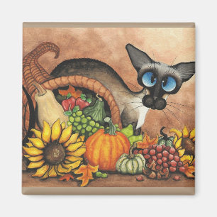 Thanksgiving Siamese Cat by Bihrle Magnet