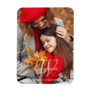 Thanksgiving Simple Monogram Message Family Photo Magnet