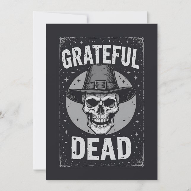 Thanksgiving Skeleton Pilgrim  Holiday Card (Front)