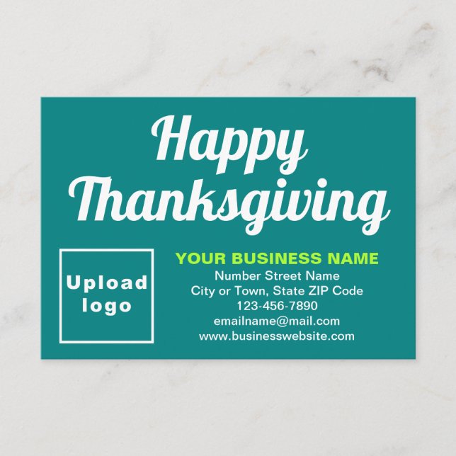 Thanksgiving Small Teal Green Flat Greeting Card (Front)