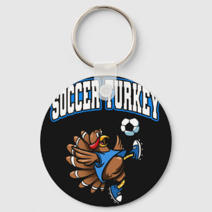 Thanksgiving Soccer Turkey Bicycle Kick Men Boys Key Ring