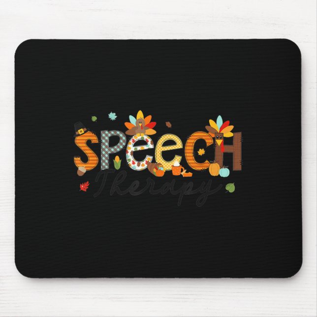 Thanksgiving Speech Therapy Thankful Slp Turkey Sp Mouse Mat (Front)