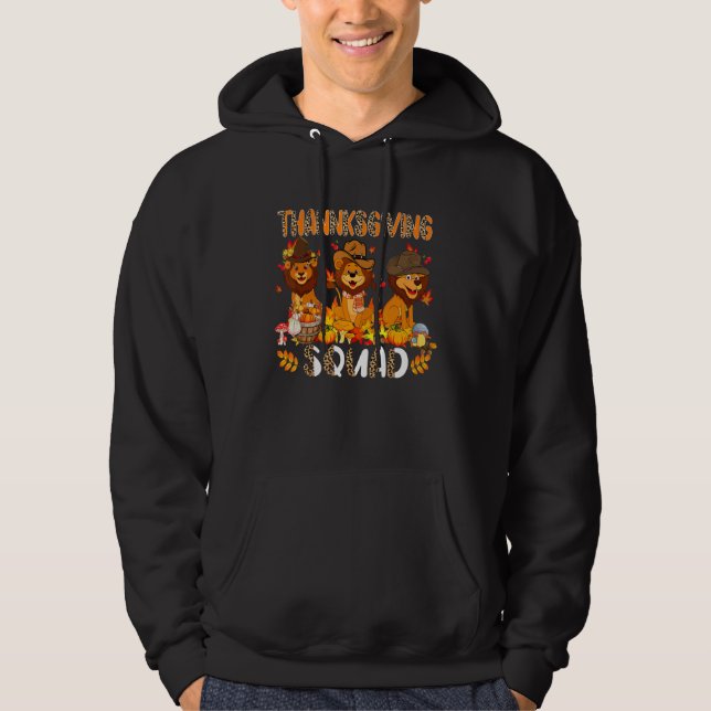 Thanksgiving Squad Leopard Three Fall Lions Wearin Hoodie (Front)