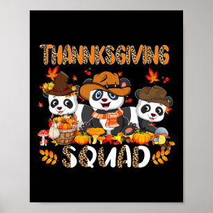 Thanksgiving Squad Leopard Three Fall Pandas Weari Poster