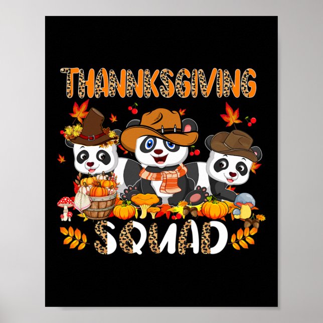Thanksgiving Squad Leopard Three Fall Pandas Weari Poster (Front)