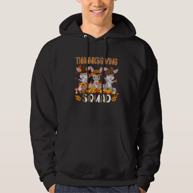 Thanksgiving Squad Leopard Three Fall Rabbits Wear Hoodie (Front)