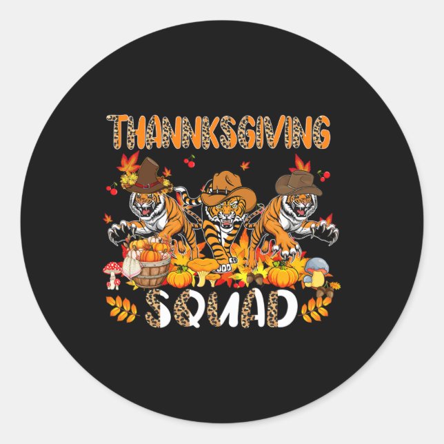 Thanksgiving Squad Leopard Three Fall Tigers Weari Classic Round Sticker (Front)